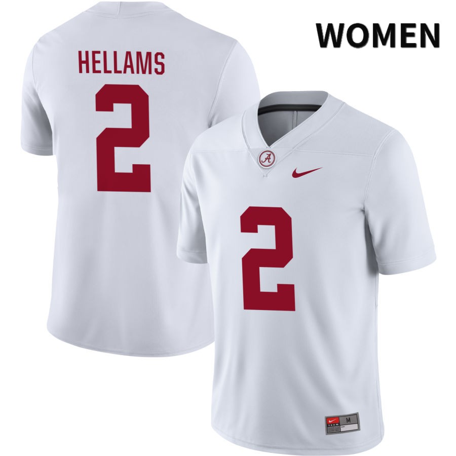 Alabama Crimson Tide Women's DeMarcco Hellams #2 NIL White 2022 NCAA Authentic Stitched College Football Jersey KA16Z27PF